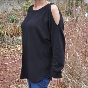 99 Jane Street Women’s Medium Black Cold Shoulder Crewneck Sweater Top M